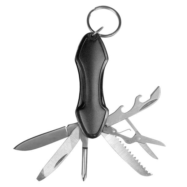 Брелок-/мультитул Tools Coin, мультифункциональный, 6 в 1, черный (Изображение 1)