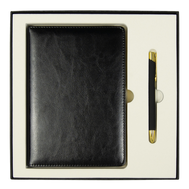 Набор подарочный Solution Duo (ежедневник City Nebraska, ручка Legend Soft Touch Mirror Gold), черный (Изображение 1)