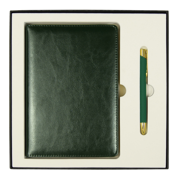 Набор подарочный Solution Duo (ежедневник City Nebraska, ручка Legend Soft Touch Mirror Gold), зеленый (Изображение 1)