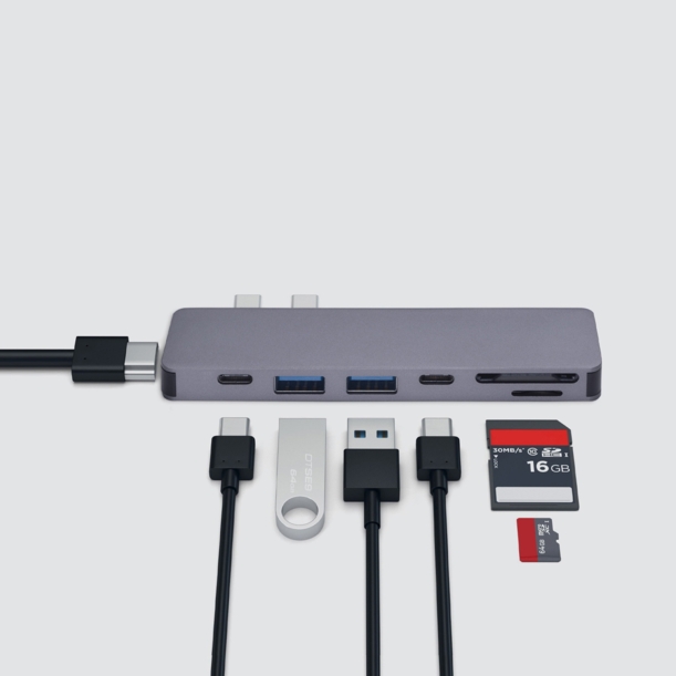 USB-C адаптер для MacBook 7-в-1, серебро, Deppa (Изображение 3)