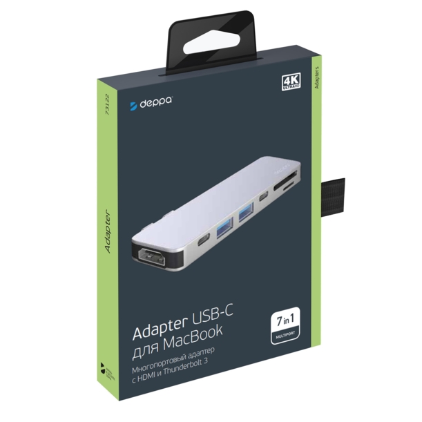 USB-C адаптер для MacBook 7-в-1, серебро, Deppa (Изображение 5)