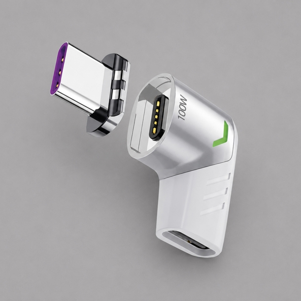 Адаптер USB-С - USB-C, магнитный, белый, Deppa (Изображение 1)