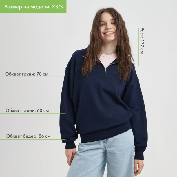 Толстовка на молнии унисекс Флоу (Flow), темно-синяя, размер 5XL/6XL (Изображение 5)