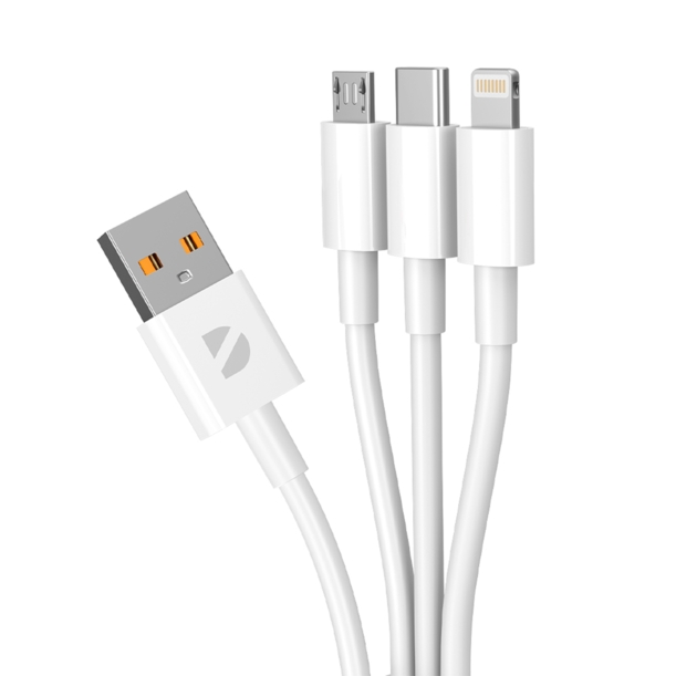 Дата-кабель 3 в 1: micro USB, USB-C, Ligthning, 1.2м, белый, Deppa (Изображение 2)
