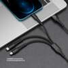 Дата-кабель Armor 3 в 1: micro USB, USB-C, Ligthning, 1.2м, черный, Deppa (Изображение 3)