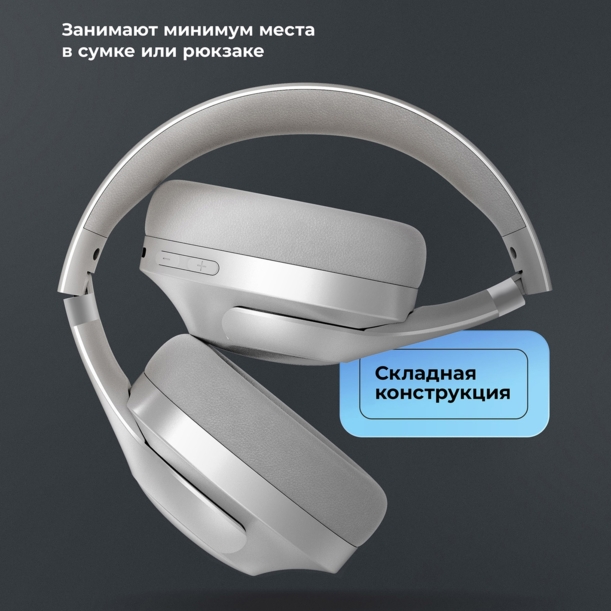 Беспроводные накладные наушники Stereo Ultra ANC, BT 5.4, ANC/ENC, 500мАч (серебристый)  (Изображение 8)