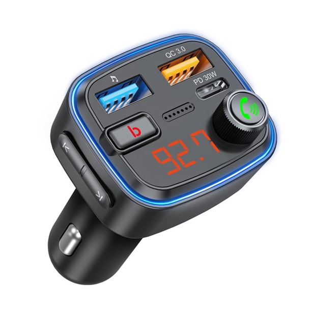 FM-трансмиттер Wave Pro, QC/PD, LED, 48Вт, ENC, Bass boost, черный, Deppa (Изображение 2)