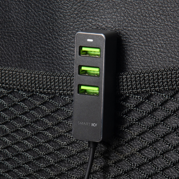 АЗУ 1 USB + 3 USB для пассажиров, QC 3.0, 7А, алюминий, графит, Deppa (Изображение 3)