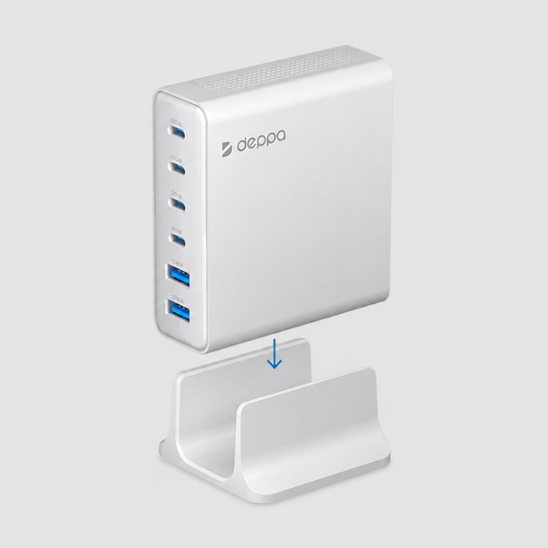 Зарядная станция 4xUSB Type-C, 2xUSB, PD, QC, 160Вт, белый, Deppa (Изображение 1)