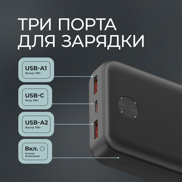 Внешний АКБ NRG Power V2 20000 мА-ч, 2A, 2xUSB (черный) 20000 mAh (Изображение 4)