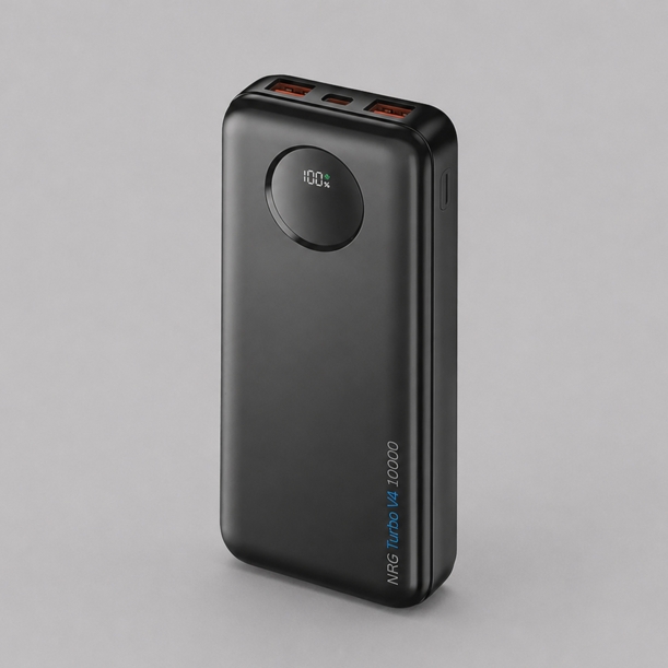 Внешний АКБ NRG Turbo V4 10000 мА-ч, дисплей (черный) 10000 mAh (Изображение 1)