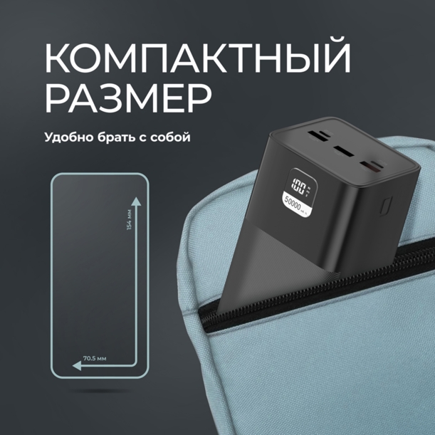 Внешний АКБ NRG Turbo V4 50000 мА-ч, дисплей (черный) 50000 mAh (Изображение 6)