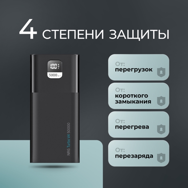 Внешний АКБ NRG Turbo V4 50000 мА-ч, дисплей (черный) 50000 mAh (Изображение 7)