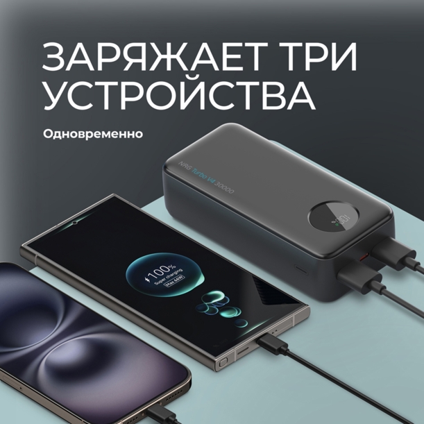 Внешний АКБ NRG Turbo V4 30000 мА-ч, дисплей (черный) 30000 mAh (Изображение 3)