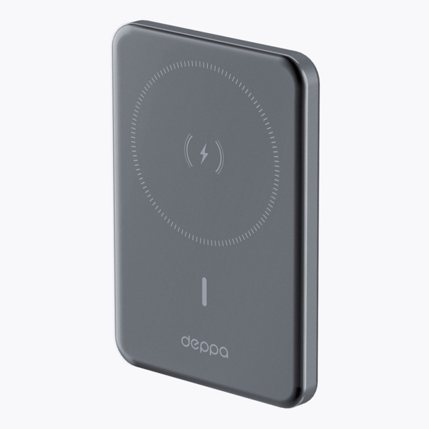 Внешний АКБ NRG MageSafe Alum 5000 мА-ч, 15Вт QI, серый, Deppa (Изображение 2)