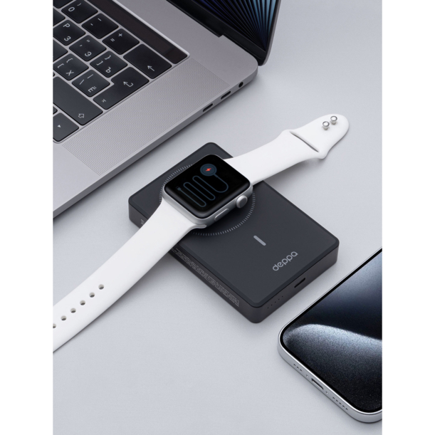 Внешний АКБ NRG Watch 10000 мА-ч, 15Вт, MageSafe, серый, Deppa (Изображение 7)