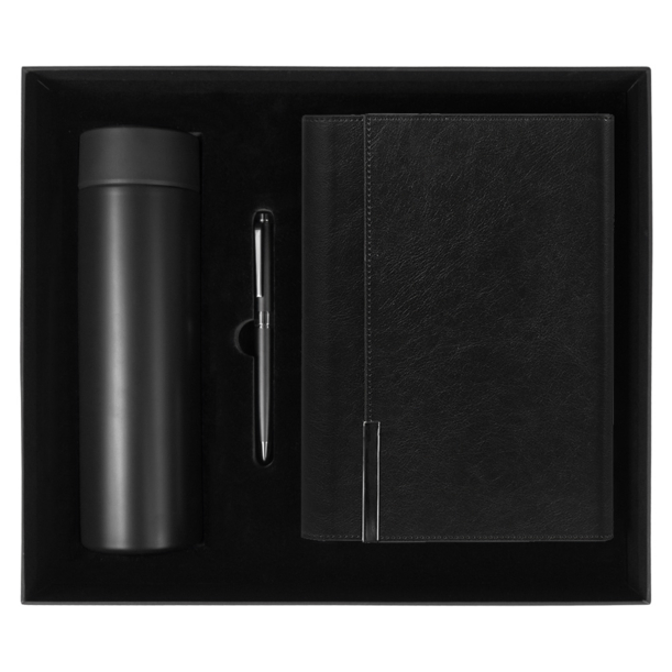 Набор подарочный Solution Superior Trio (ежедневник в суперобложке Country Liberty Mocca A5+, термос Positano, ручка Grand Diplomat), черный (Изображение 1)