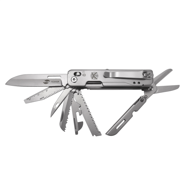 Мультитул Stinger, 92 х 30 мм, 15 функций, нержавеющая сталь, серебристый, в картонной коробке (Изображение 2)