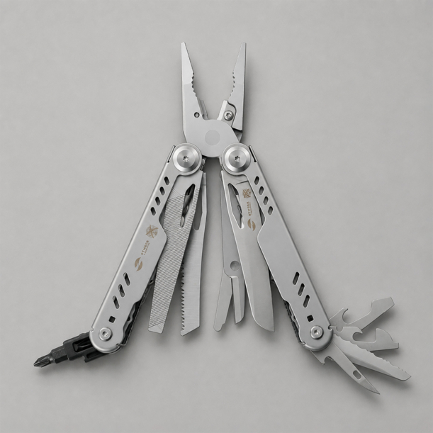 Мультитул Stinger, 110 х 27 мм, 23 функции, сталь, серебристый, в картонной коробке, в комплекте нейлоновый чехол (Изображение 1)