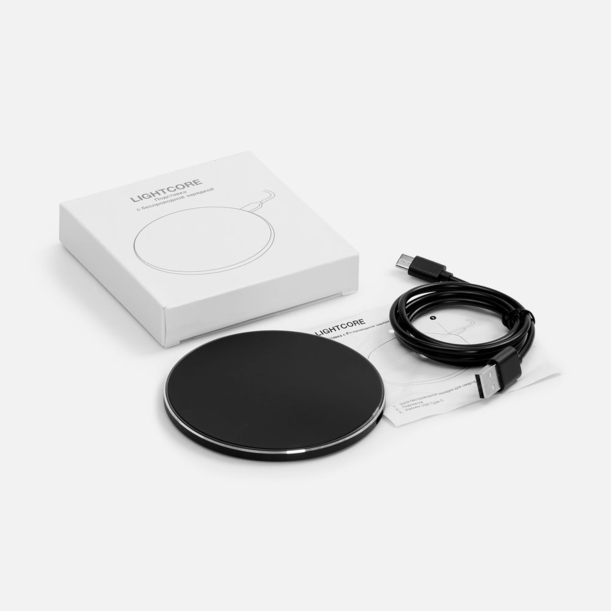 Беспроводное зарядное устройство с подсветкой Lightcore, черное (Изображение 5)