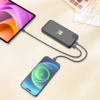 Зарядное устройство "Форт" 10000 mAh с подсветкой логотипа, встроенными кабелями и цифровым индикатором заряда (черный) (Изображение 5)