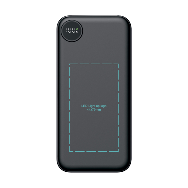 Зарядное устройство "Форт" 10000 mAh с подсветкой логотипа, встроенными кабелями и цифровым индикатором заряда (черный) (Изображение 6)