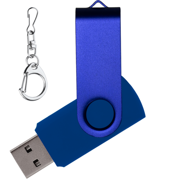 Флеш накопитель USB 2.0 Twister 8GB, пластик Софт Тач/металл, синий/синий (Изображение 1)