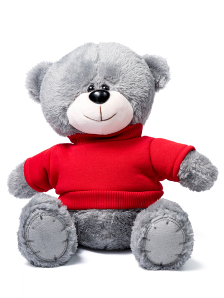 Мишка серый "Ted" в свитшоте (красный) (Изображение 1)