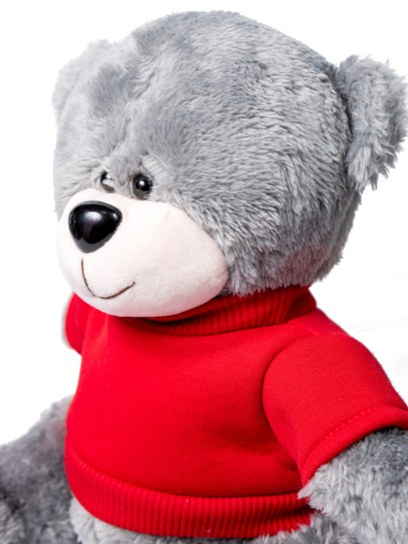 Мишка серый "Ted" в свитшоте (красный) (Изображение 2)