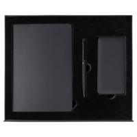 Набор подарочный Solution Prestige Yota Trio (Ежедневник Flexy Latte Soft Touch Black Edition Color А5, Внешний аккумулятор (powerbank) «WeCharge Soft Touch», Ручка Grand Attashe металлическая,) в подарочный коробке, черный