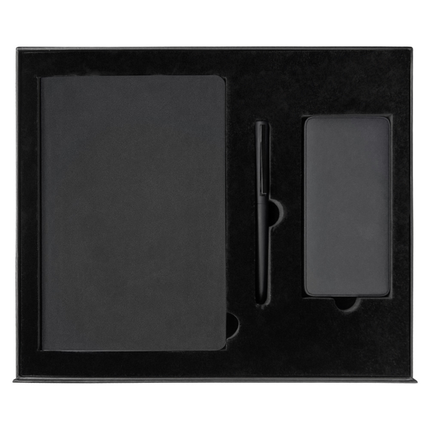 Набор подарочный Solution Prestige Yota Trio (Ежедневник Flexy Latte Color А5, Внешний аккумулятор (powerbank) «WeCharge Velvet», ручка SAMURAI Requis ) в подарочный коробке, черный (Изображение 1)