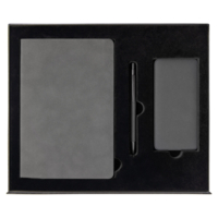 Набор подарочный Solution Prestige Yota Trio (Ежедневник Flexy Nuba А5, Внешний аккумулятор (powerbank) «WeCharge Velvet», Ручка Gray stone Requis металлическая,) в подарочный коробке, серый