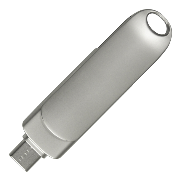 Флеш накопитель USB 2.0 + TYPE C Cupertino, металл, серебристый матовый, 32 GB (Изображение 3)