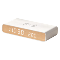 Зарядное устройство 15W Aura Clock с часами, термометром, календарем, белое