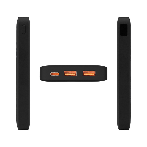 Внешний аккумулятор (powerbank)  «WeCharge Soft Touch»,  10 000 mAH, Power Delivery (PD) 25.5W, со светящимся логотипом после гравировки, c цифровым дисплеем для контроля заряда, черный (Изображение 4)