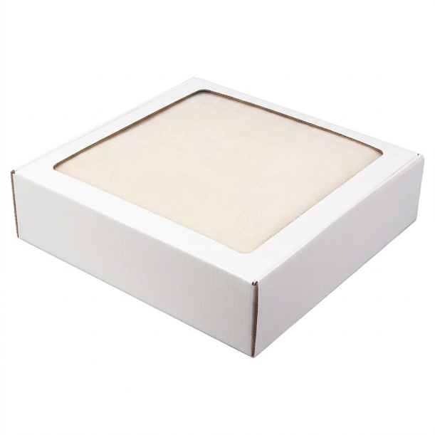 Плед мягкий флисовый Super Soft  Comfort, 125*150 см, бежевый,в подарочной белой крафтовой коробке с окошком (Изображение 1)