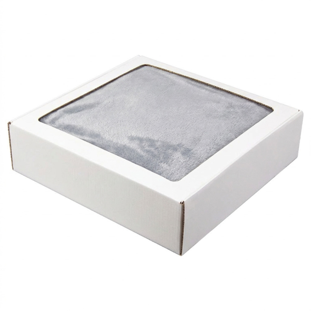 Плед мягкий флисовый Super Soft  Comfort, 125*150 см, серый, в подарочной белой крафтовой коробке с окошком (Изображение 1)