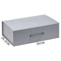 Подарочная коробка, размер 39*26,3*11 см, Solution Prestige Big Case Linen с магнитным клапаном и ручкой , с EVA ложементом 36,8*25,1*4 см под индивидуальную вырубку, серебристая