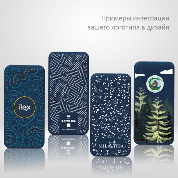 Внешний аккумулятор (powerbank) «Amper», 10 000 mAH, 5V 2.0 A, темно-синий (Изображение 2)