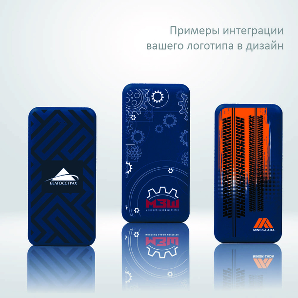 Внешний аккумулятор (powerbank) «Amper», 10 000 mAH, 5V 2.0 A, темно-синий (Изображение 3)