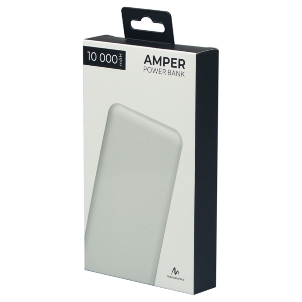 Внешний аккумулятор (powerbank) «Amper», 10 000 mAH, 5V 2.0 A, белый (Изображение 7)