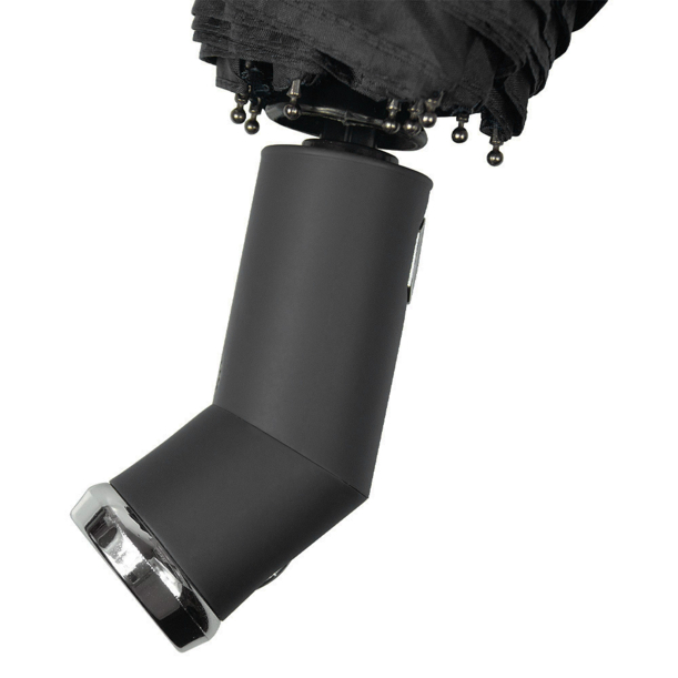 Зонт складной автоматический, Forest Lotus Flashlight, диаметр 100 см, радиус 23 дюйма, 9 панелей, в подарочной коробке,  черный (Изображение 5)