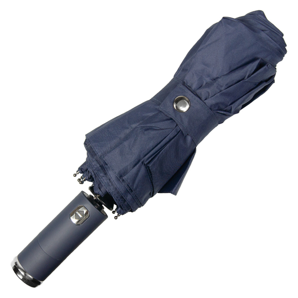 Зонт складной автоматический, Forest Lotus Flashlight, диаметр 100 см, радиус 23 дюйма, 9 панелей, в подарочной коробке, темно-синий (Изображение 4)