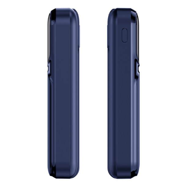 Внешний аккумулятор (powerbank) «Lumen», софт тач, 10 000 mAH, с тремя зарядными шнурами, 22,5W super fast charge, Power Delivery (PD) 20W (dfnn), QC3.0, темно-синий (Изображение 3)
