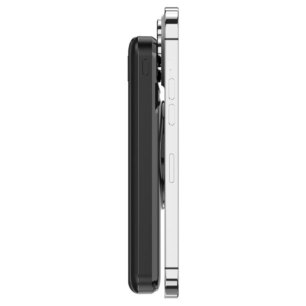 Внешний аккумулятор (powerbank) «Nova», 10 000 mAH, с тремя зарядными шнурами, c беспроводным магнитным контактом magsafe до 15W, 22,5W (Ватт) super fast charge, Power Delivery (PD) 20W (dfnn), QC3.0, черный (Изображение 3)