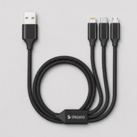 Дата-кабель 3 в 1: micro USB, USB-C, Ligthning, алюминий, 1.2м