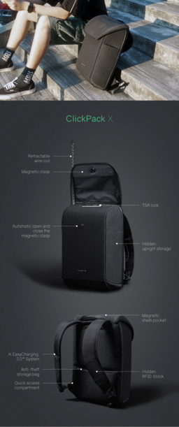 Рюкзак KORIN ClickPack X 45х32х15,5 см, с клапаном, черный (Изображение 33)