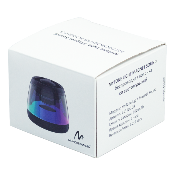 Колонка беспроводная MyTone Light  Magnet Sound, со светомузыкой, черная (Изображение 4)
