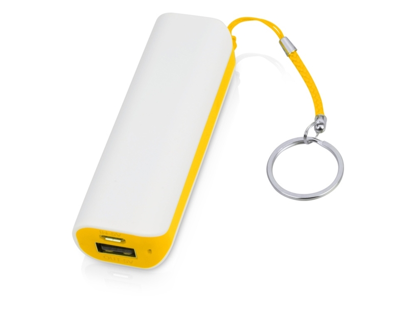Портативное зарядное устройство «Basis», 2000 mAh (белый/желтый) (Изображение 1)
