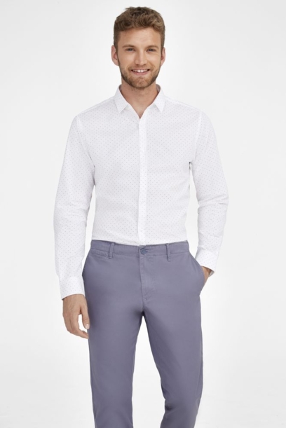 Рубашка мужская Becker Men, белая с темно-синим, размер 3XL (Изображение 5)